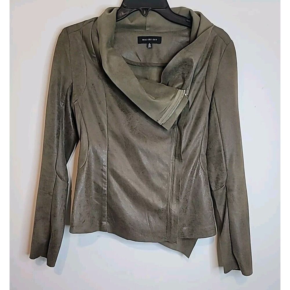 Malibu Sky Women's‎ Suede Jacket Small Zip Asymmetrical Bomber Lightweight Moto